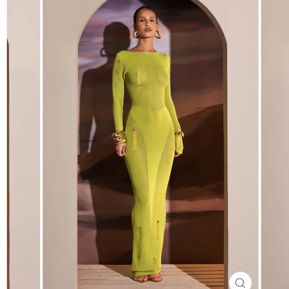 MURCI Knitted Dress in Chartreuse / Size S - Picture 3 of 5